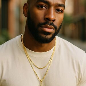 Gold Layered Chain Necklace with Cross Pendant Men’s Fashion Jewelry